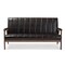Baxton Studio Nikko Mid-century Dark Brown Faux Leather Wooden 3-Seater Sofa 121-6749 - alternate 1